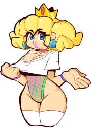 bimbo_peach_(monstrousfrog) blonde_female curvy cute mario_(series) nintendo plump_lips princess_peach tagme thick_thighs thigh_highs useless_clothing wide_hips