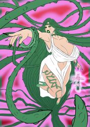 annon bimbo breasts eyeshadow green_hair green_lipstick high_heels ibara_shiozaki large_breasts long_fingernails makeup my_hero_academia plant_girl shiozaki_ibara text thick_lips vines