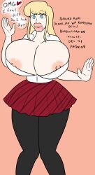 1girls 2021 asian_bimbo big_breasts big_lips bimbo bimbofication blonde_hair blue_eyes brain_drain brainwashing breast_expansion breasts breasts_bigger_than_head color dated female hair_color_change komi-san_wa_komyushou_desu komi_shouko lip_expansion long_hair nipples no_bra no_pupils pantyhose personality_change simple_background skirt solo solo_female text text_bubble thick_lips thick_thighs transformation uniform white_skin xxxx52
