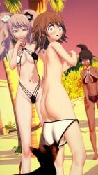 1boy 2girls 3d asahina_aoi ass assisted_exposure bikini_top blush breasts brown_hair canine cleavage clothed_female_nude_male danganronpa danganronpa:_trigger_happy_havoc danganronpa_1 domestic_dog embarrassed embarrassed_nude_femboy embarrassed_nude_male enm exposed_ass exposed_penis femboy fujisaki_chihiro hair_ornament hairclip hand_on_hip junko_enoshima koikatsu long_hair male multiple_females nail_polish navel nude painted_nails pants_down penis small_penis smug standing straight_hair swimsuit twintails ultimateenf wardrobe_malfunction wide_eyed