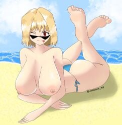 1girls arcueid_brunestud ass ass beach big_breasts breasts breasts breasts_out female nude oppai swimsuit tsukihime vinisauce_mp