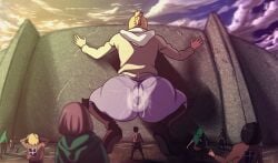 1girls against_wall animated annie_leonhardt ass ass_clapping ass_shake attack_on_titan audience big_ass big_butt blonde_female blonde_hair boots bouncing_ass bubble_butt butt clapping_cheeks crouching d-art dat_ass fat_ass female female_focus giantess gif huge_ass huge_butt jacket large_ass massive_ass massive_butt multiple_boys multiple_girls pants shaking_ass shaking_butt shingeki_no_kyojin shockwave_(verb) shockwaves size_difference squatting thick_thighs twerking watching wide_hips