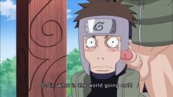 balls edit edited editfag erection genitals hatake_kakashi male male_only naruto naruto_(series) penis retracted_foreskin screencap screenshot screenshot_edit surprised text uncut yamato_(naruto)