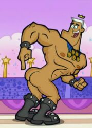 brown_body drawfag edit edited editfag jorgen_von_strangle male male_only muscular_male nude pointing pointing_at_self screencap screenshot screenshot_edit solo straight_hair the_fairly_oddparents unknown_artist white_hair