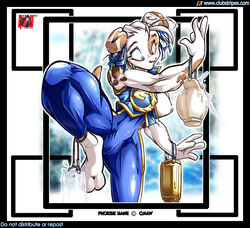 bodysuit breasts canine chun-li cosplay female gnaw jumpsuit phoebe_hane street_fighter street_fighter_alpha street_fighter_alpha_2 street_fighter_alpha_3 wardrobe_malfunction