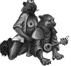 anal anal_sex anthro breasts domination fangs female femdom furry gnoll gnollbard hi_res hyena knife lute male monochrome no_humans nurse nurse_verity pegging penetration rape_face sex straight teeth unknown_artist