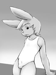 1boy anthro bulge crossdressing fur furry lagomorph male male_only mek one-piece_swimsuit rabbit solo swimsuit