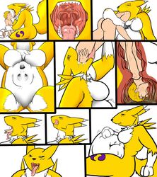 acid anthro black_nose blonde_hair blue_eyes breasts canine chest_tuft comic couple digestion digimon female fox fur furry gaping_maw hair human internal licking_lips male mouth nude open_mouth oral_vore pawpads pointy_ears renamon saliva short_hair size_difference stomach stuffing swallowing tail teeth throat tongue tongue_out vore x-ray yellow zephyx