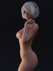 3d artist_request ass breasts female nier nier:_automata short_hair yorha_2b