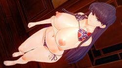 1girls 3d big_thighs black_eyes black_hair busty confederate_flag confederate_flag_bikini female female_only koikatsu komi-san_wa_komyushou_desu komi_shouko long_hair looking_at_viewer netorare ntr pepper_box prostitution solo solo_female staring_at_viewer thick_thighs thighs voluptuous