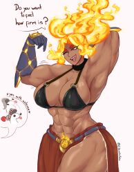 1girls 2022 abs biceps blonde_female blonde_hair bra eljarochofeliz fire_hair fire_pubic_hair flaming_hair gold_hair muscular muscular_female muscular_thighs orange_hair pubic_hair puppet_(eljarochofeliz) six_pack tagme thick_thighs titania_(eljarochofeliz) triceps