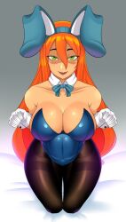 1girls ben_10 ben_10_alien_force bunny_ears bunnysuit cartoon_network donchibi female_focus female_only green_eyes gwen_tennyson gwen_tennyson_(alien_force) long_hair looking_at_viewer orange_hair wide_hips wide_thighs