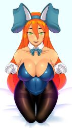 1girls ben_10 ben_10_alien_force bunny_ears bunnysuit cartoon_network donchibi female_focus female_only green_eyes gwen_tennyson gwen_tennyson_(alien_force) long_hair looking_at_viewer orange_hair wide_hips wide_thighs