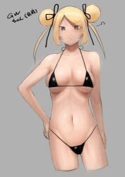 1girls animated big_breasts bikini blonde_female blonde_hair breast_expansion breasts_bigger_than_head breasts_bigger_than_torso enormous_breasts female flat_nipples gif gigantic_breasts growth huge_areolae huge_breasts hyper hyper_breasts lactation looking_at_viewer massive_breasts micro_bikini oruka_(kamituki0827) sharp_teeth slideshow tagme text transition