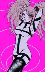 bondage bondage_gear breasts danganronpa danganronpa:_trigger_happy_havoc danganronpa_1 female_only junko_enoshima junkoexe large_breasts skimpy_bikini smooth_skin thighhighs thighs