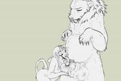 aelune_(whitefeathersrain) animal_genitalia anthro anthro_on_feral ball_worship balls big_balls big_sheath bodily_fluids brown_bear cervid cervine chubby_belly chubby_feral drooling duo female feral genitals grizzly_bear hair horn huge_balls hyper hyper_balls hyper_genitalia kuruk_(character) male male/female mammal mane mane_hair messy oral penetration penis penis_tip saliva sheath sheath_grab sheath_licking sheath_penetration sheath_play sheath_worship size_difference slightly_chubby tip_showing tongue tongue_in_sheath tongue_out ursid ursine wet whitefeathersrain zoophilia