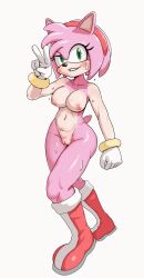 amy_rose cm4 hedgehog pink_fur pink_hair solo sonic_(series) sweat