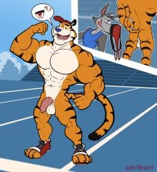 ?? abs anthro artariem ass balls big_biceps big_muscles big_pecs bleachers blue_nose canid canine canis chip_the_wolf clothing cookie_crisp duo fangs felid flaccid flexing_bicep football_field footwear foreskin frosted_flakes furgonomics gay genitals grey_body headgear hi_res jockstrap jockstrap_on_face kellogg's male male/male male_only mammal mascot muscular musk nude orange_body pantherine pecs penis pink_penis red_clothing shirt shoes slim smile sniffing tiger tongue tongue_out tony_the_tiger topwear underwear underwear_sniffing white_balls white_chest wolf yellow_eyes