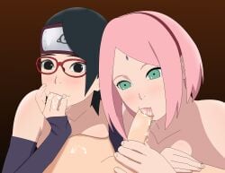 1boy 2girls adult adult_and_teenager age_difference black_eyes black_hair blowjob blush boruto:_naruto_next_generations cheek_bulge cum_in_mouth cum_inside cumdrip faceless_male fellatio female ffm finger_sucking fingers_in_mouth glasses green_eyes human male milf mother_and_daughter multiple_girls naruto naruto_(series) optimystic oral oyakodon penis penis_in_mouth pink_hair sakura_haruno sarada_uchiha sucking sucking_penis tasting tasting_cum threesome