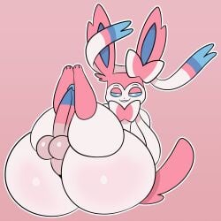 big_ass big_penis eeveelution horny looking_at_viewer mechaclank naughty_face penis pokémon_(species) pokemon solo sylveon tagme thick_thighs