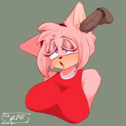 3fi_art amy_rose ear_fuck ear_penetration furry furry_breasts furry_ears furry_only mobian_(species) sega sonic_(series) sonic_the_hedgehog_(series)