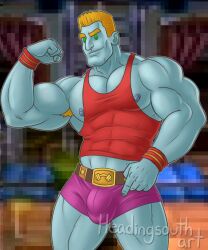 1boy balls bara biff_atlas bulge flexing gay headingsouth luigi's_mansion male male_only mario_(series) muscles penis solo solo_male