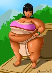 1girls barefoot bbw big_breasts black_hair breasts chel cleavage dark-skinned_female dark_skin fat female large_breasts native native_american obese overweight professordoctorc the_road_to_el_dorado thick_thighs thighs what wide_hips