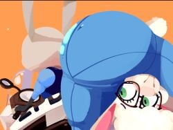 2d animated anthro anthro_only butt_crush clothing dawn_bellwether english_dialogue facesitting glasses huge_ass judy_hopps motorcycle mp4 no_humans puntthepoodle smothering sound video voice_acted yuri zootopia