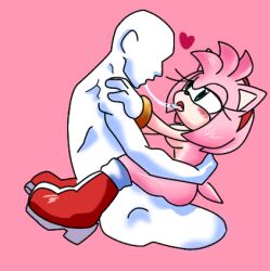 1boy 1girls amy_rose anon bedroom_eyes boots female ffisf hetero human_on_anthro male on_lap pink_fur pink_hair romantic saliva saliva_trail sonic_(series)