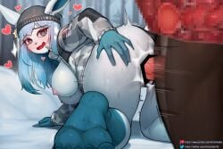 anthro blue_body blush bottomless breasts censored clothed clothing duo eeveelution female female_penetrated frost_(rainbow_six) generation_4_pokemon glaceon hi_res internal janjin192 looking_pleasured male male/female male_penetrating male_penetrating_female mosaic_censorship nintendo nipples penetration penile penile_penetration penis_in_pussy pokemon pokemon_(species) pokemorph rainbow_six_siege sex vaginal_penetration video_games