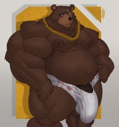 abs bear ben_(zenless_zone_zero) ben_bigger biceps bulge flaccid furry gab_art huge_cock male male_focus male_only muscle muscles muscular muscular_arms muscular_ass muscular_back muscular_legs muscular_male muscular_thighs nipples pecs solo solo_male ursid ursine veins zenless_zone_zero