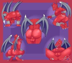 anthro ass balls boner capcom demon demon's_crest erection firebrand gargoyle gargoyle's_quest genitals ghosts_'n_goblins hi_res male male_only nude presenting presenting_hindquarters red_arremer red_body solo solo_male thirstspace video_games wings