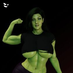 1girls 2022 3d 3d_(artwork) abs big_breasts black_clothing celebrity crop_top female female_only flexing flexing_bicep gm_studios green-skinned_female green_eyes green_hair green_skin hulk_(series) large_breasts looking_at_viewer marvel marvel_comics midriff muscles muscular muscular_female navel pinup_pose revealing_clothes she-hulk she-hulk:_attorney_at_law six_pack skimpy smile solo solo_female tatiana_maslany thick_thighs toned toned_female underboob