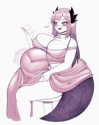 1girls 2022 bbw belly belly_bulge big_breasts blush breasts cakecatboy catboymech chubby chubby_female clothed clothing dress drunk female female_focus freya_(cakecatboy) holding_belly huge_belly monster_girl necklace overweight overweight_female pointy_ears sitting sitting_on_chair solo solo_female solo_focus tail