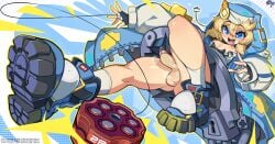 1boy 2022 androgynous ass backsack ball_bulge balls balls_under_clothes big_ass big_butt bike_shorts blonde_hair blue_eyes bridget bulge guilty_gear guilty_gear_strive hood hoodie krokobyaka male nun_hat solo_male thick_ass tight_clothing tight_pants