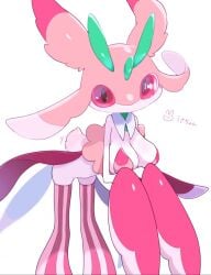 1girls bent_over big_breasts breasts cleavage female female_only game_freak hanging_breasts looking_at_viewer lurantis nintendo pink_body pink_eyes pink_sclera pokemon pokemon_(species) red_eyes saamon_1010 simple_background solo solo_focus tagme white_background