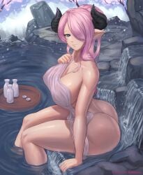 1girls alcohol ass bare_shoulders bath bathing bedroom_eyes big_ass big_breasts big_butt black_horns blue_eyes breasts bubble_butt busty cleavage covered_nipples curvy demon_horns draph eye_contact fat_ass female female_focus female_only granblue_fantasy hair_bun hair_over_one_eye hairbun horns large_ass large_breasts light-skinned_female light_skin long_ears looking_at_viewer naked naked_female naked_towel narmaya_(granblue_fantasy) naughty_face nude nude_female onsen pink_hair pointy_ears pov_eye_contact sake sideboob smile smiling smiling_at_viewer solo solo_female solo_focus superbusty tagme thick_ass thick_thighs thighs towel towel_only voluptuous wading water