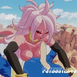 1boy 3d 69 69_position android_21 breasts dragon_ball dragon_ball_fighterz dragon_ball_z female imminent_oral majin_android_21 nude_female partially_nude_male penis pink_skin potbuster45 red_eyes straight tail testicles tongue_out vegeta