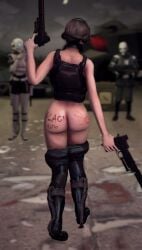 3d bare_ass big_ass big_butt black_ops_(half-life) black_ops_assassin brown_hair captain_plague combine combine_assassin goggles gun guns half-life half-life_2 handprint handprint_on_ass light-skinned_female metrocop no_sex pants_around_knees pants_down partially_clothed pinup pinup_pose sfm source_filmmaker tattoo tattoo_on_butt