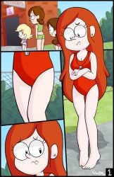 comic disney disney_channel disney_xd gravity_falls need_to_pee omorashi one-piece_swimsuit red_one-piece_swimsuit red_swimsuit straight_hair swimsuit swimwear tagme wendy_corduroy yellowzonemx