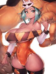 1girls big_breasts breasts cerebella eye_contact female female_focus female_only fumio_(rsqkr) huge_breasts legwear leotard looking_at_viewer nipple_bulge skullgirls standing thick_thighs thighhighs thighs wide_hips