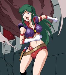 anpryona asteroid green_hair meteor part_of_a_set red_panties reika_kirishima smiling tagme time_gal walking_away