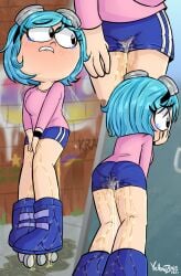 1girls omorashi peeing peeing_self piss_soaked piss_soaked_clothes ramona_flowers roller_skates scott_pilgrim skates standing wetting wetting_self yellowzonemx