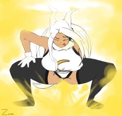 1girls black_legwear bunny_ears bunny_girl fart fart_cloud fart_fetish farting female female_only legwear miruko my_hero_academia nipples_visible_through_clothing one_eye_closed red_eyes rumi_usagiyama smile solo squatting thick_thighs tongue tongue_out white_hair zaina_art99