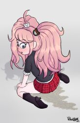 danganronpa danganronpa:_trigger_happy_havoc danganronpa_2:_goodbye_despair danganronpa_v3 junko_enoshima looking_down on_floor pee_on_floor pee_puddle peeing peeing_on_floor peeing_self piss_soaked piss_soaked_clothes puddle straight_hair wetting wetting_self yellowzonemx