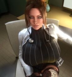 1girls 3d 3d_(artwork) alternate_breast_size big_breasts big_hips big_thighs black_legwear breasts breasts_bigger_than_head bulging_breasts chair clothed_female doctor female female_only from_above from_above_view ghost_lips gigantic_breasts hips hourglass_figure house_(series) huge_breasts human human_female human_only lace-trimmed_legwear lace-trimmed_thighhighs lace_thighhighs lace_underwear large_breasts large_hips large_thighs leg legwear looking_at_viewer looking_up looking_up_at_viewer olivia_wilde pantyshot remy_hadley sfw sitting sitting_on_chair solo solo_female stethoscope stockings thick_thighs thighs thirteen_(house) top_heavy upskirt vaako wear white_labcoat wide_hips