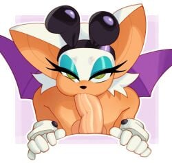2d_(artwork) alternate_costume anthro bat big_penis blowjob bunny_costume bunny_ears bunnysuit costume fellatio female human_on_anthro interspecies looking_at_viewer male mynstara nude oral_penetration playboy playboy_bunny pov rouge_the_bat sega sex shortstack sonic_(series) sonic_the_hedgehog_(series)