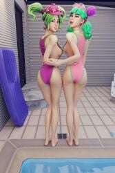 2girls ass breasts female fortnite giocamolly swimsuit tropical_punch_zoey zoey_(fortnite)