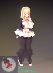 3d big_breasts blonde_hair cleavage darkness_(konosuba) gamer126i heels kabalmystic_(style) kono_subarashii_sekai_ni_shukufuku_wo! konosuba maid ponytail sfm source_filmmaker white_heels