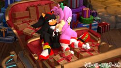 1boy 1girls 2022 3d 3d_(artwork) amy_rose anthro anthro_female anthro_male anthro_on_anthro anthro_only artist_name big_breasts big_penis black_fur black_nose box bracelets chest_fur christmas duo eulipotyphlan eyelashes female footwear gloves gold_bracelets green_eyes green_hairband hairband half_lidded_eyes hand_behind_another's_head handjob handwear handwear_and_footwear_only hedgehog hedgehog_boy hedgehog_girl hedgehog_humanoid hi_res highres holidays inhibitor_ring intraspecies jingle_belle_amy laying_down light-skinned_female looking_at_each_other looking_at_partner male male/female mammal mobian_(species) mobian_hedgehog not-so-violet-sfm open_mouth outercourse pink_fur pink_nipples presents red_eyes sega shadow_the_hedgehog sleigh sonic_(series) sonic_the_hedgehog_(series) spread_legs straight stroking stroking_cock stroking_dick stroking_penis tan_skinned_male thighhighs three-tone_fur two-tone_fur white_gloves